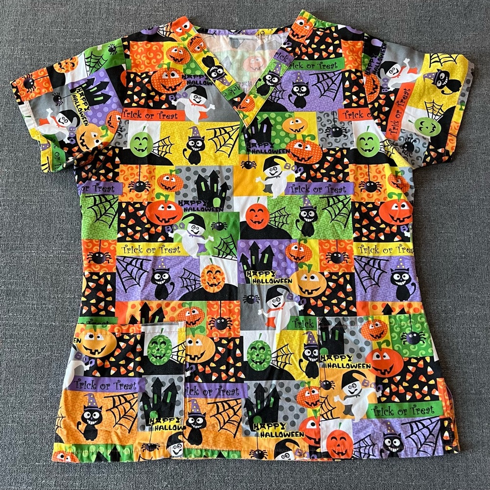 Halloween scrub top